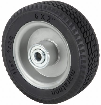 APPROVED VENDOR Flat-Free Wheel: 6 in Wheel Dia., 1 7/8 in Wheel Wd, Polyurethane, 2 3/8 in Hub Lg