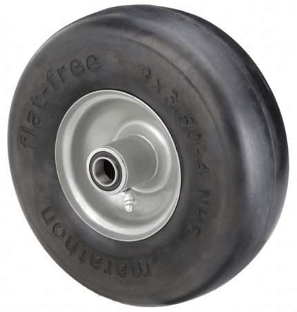 APPROVED VENDOR Flat-Free Wheel: 9 3/8 in Wheel Dia., 3 5/16 in Wheel Wd, Polyurethane, 4 in Hub Lg