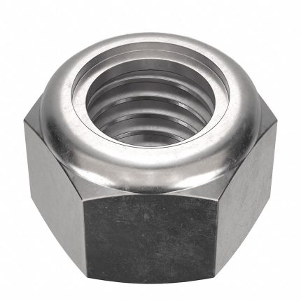 Lock Nut: Nylon Insert, 7/16"-14 Thread Size, Stainless Steel, 18-8, NL-19, 5/8 in Hex Wd, 25 PK