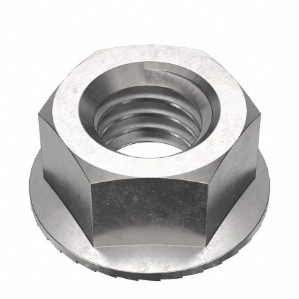 Lock Nut: Serrated, 3/8"-16 Thread Size, Stainless Steel, 18-8, NL-19, 9/16 in Hex Wd, 25 PK
