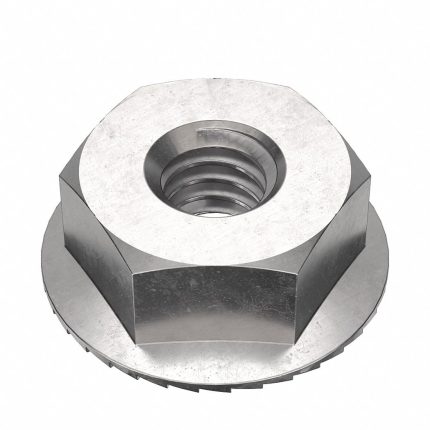 Lock Nut: Serrated, #8-32 Thread Size, Stainless Steel, 316, NL-19, 11/32 in Hex Wd, 50 PK