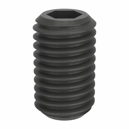 Socket Set Screw: M12 Thread Size, 20 mm Overall Lg, Flat pt, Steel, Black Oxide, Socket, 10 PK