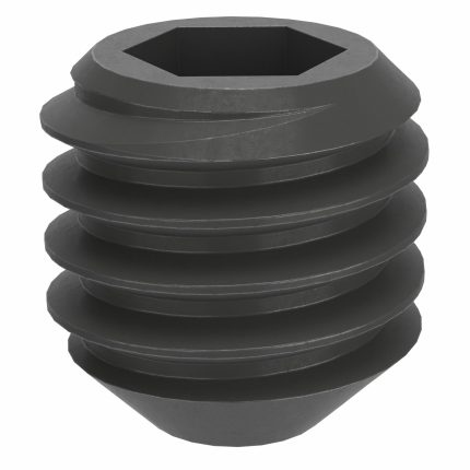 Socket Set Screw: M6x1 Thread Size, 6 mm Overall Lg, Cup pt, Steel, Black Oxide, Socket, 100 PK