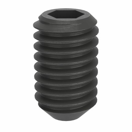 Socket Set Screw: M6x1 Thread Size, 10 mm Overall Lg, Cup pt, Steel, Black Oxide, Socket, 100 PK