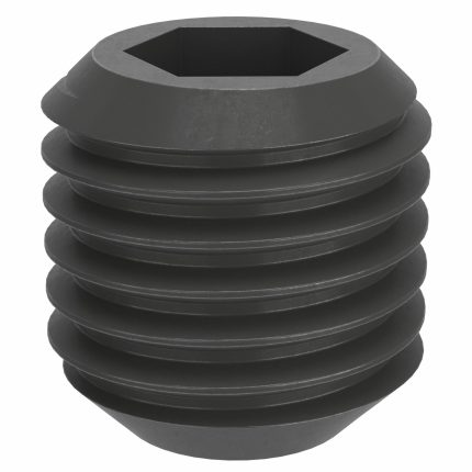 Socket Set Screw: M16x2 Thread Size, 16 mm Overall Lg, Cup pt, Steel, Black Oxide, Socket, 10 PK