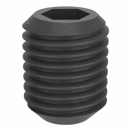 Socket Set Screw: M16x2 Thread Size, 20 mm Overall Lg, Cup pt, Steel, Black Oxide, Socket, 10 PK