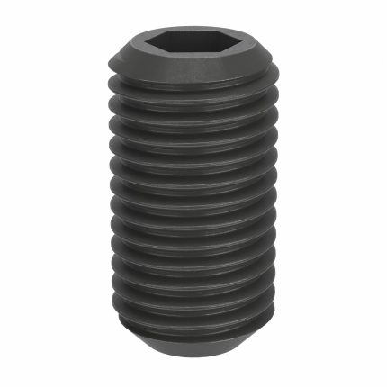 Socket Set Screw: M16x2 Thread Size, 30 mm Overall Lg, Cup pt, Steel, Black Oxide, Socket, 5 PK