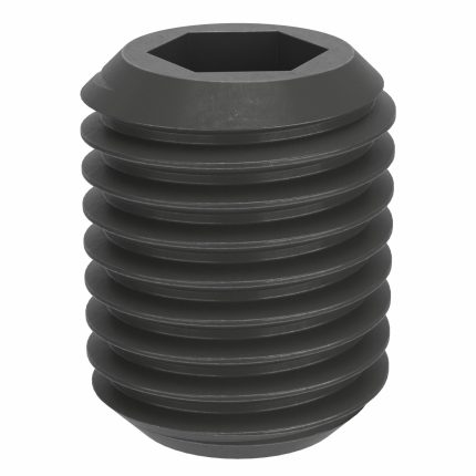 Socket Set Screw: M20x2.5 Thread Size, 25 mm Overall Lg, Cup pt, Steel, Black Oxide, Socket, 5 PK