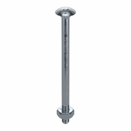 Carriage Bolt: Square, Steel, Class 4.6, Zinc Plated, M8-1.25 Thread Size, 130 mm lg, Metric, 50 PK