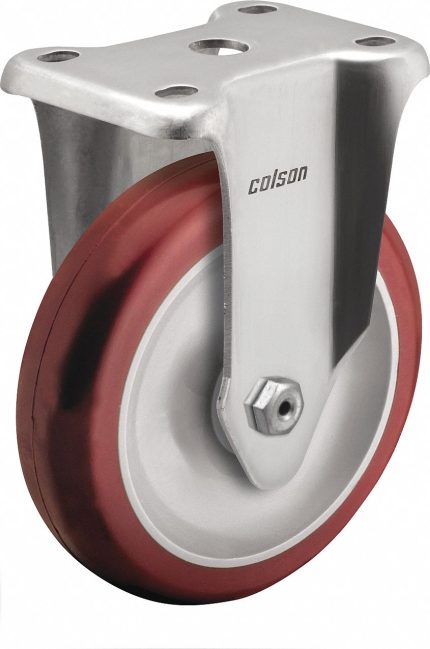 COLSON Plate Caster: Corrosion-Resistant, Rigid, Polyurethane, 5 in Wheel Dia, 1 1/4 in Wheel Wd