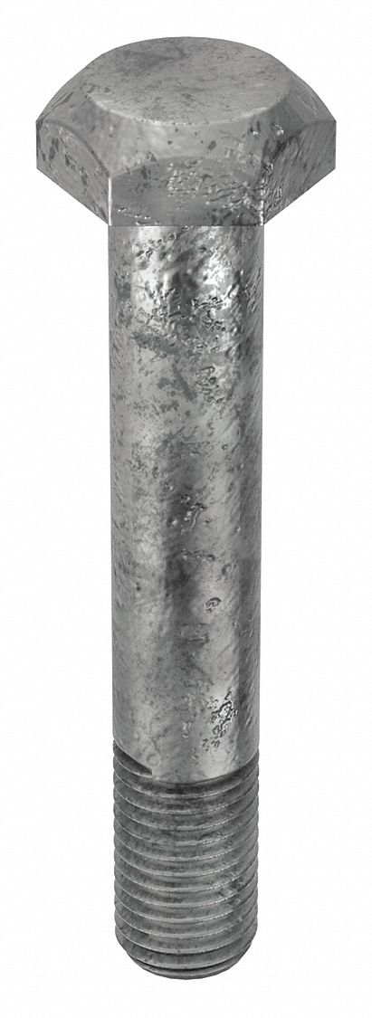 Structural Bolt: Steel, A325 Type 1, Hot Dipped Galvanized, 7/8"-9 Thread Size, 5 1/4 in lg