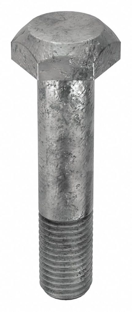 Structural Bolt: Steel, A325 Type 1, Hot Dipped Galvanized, 1"-8 Thread Size, 4 3/4 in lg