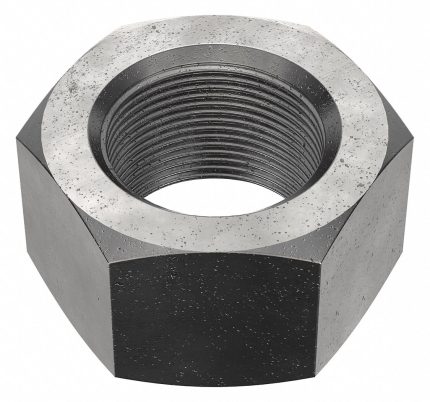 Hex Nut: 1 5/8"-12 Thread, 2 7/16 in Hex Wd, 1 25/64 in Hex Ht, Steel, Grade 2, Black Oxide, 30 PK