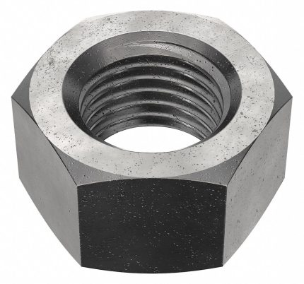 Hex Nut: 2"-4 1/2 Thread, 3 in Hex Wd, 1 49/64 in Hex Ht, Steel, Grade 2, Black Oxide, 20 PK