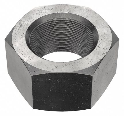 Hex Nut: 2 1/4"-12 Thread, 3 3/8 in Hex Wd, 1 15/16 in Hex Ht, Steel, Grade 2, Black Oxide, 16 PK