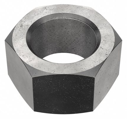 Hex Nut: 3"-12 Thread, 4 1/2 in Hex Wd, 2 19/32 in Hex Ht, Steel, Grade 2, Black Oxide