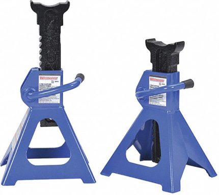 WESTWARD Vehicle Stand: Ratchet Handle, 4 ton Load Capacity, 18 1/8 in Max Extended Ht, Square, 1 PR