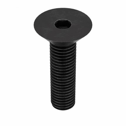 Socket Flat Head Screw: 1/4"-28 Thread Size, 3/4 in Lg, Flat, Black Oxide, Alloy Steel, 100 PK