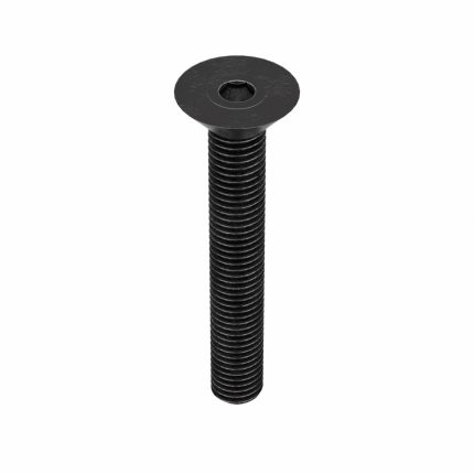 Socket Flat Head Screw: 1/4"-28 Thread Size, 1 1/2 in Lg, Flat, Black Oxide, Alloy Steel, 100 PK