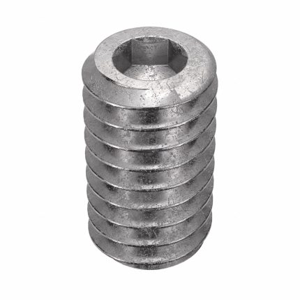 Socket Set Screw: #8-32 Thread Size, 5/16 in Overall Lg, Cup pt, Stainless Steel, Plain, 100 PK