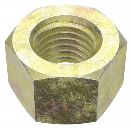 Hex Nut: 5/16"-24 Thread, 9/16 in Hex Wd, 19/64 in Hex Ht, Steel, Grade 9, Zinc Yellow, 50 PK