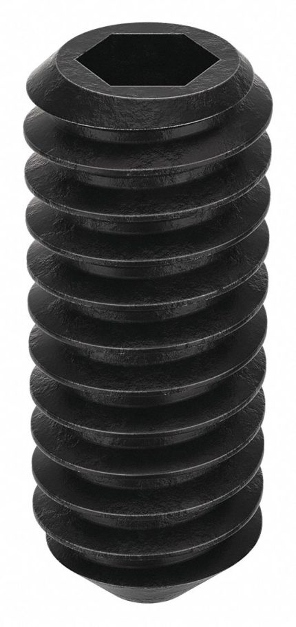 Socket Set Screw: #5-40 Thread Size, 5/16 in Overall Lg, Cup pt, Alloy Steel, Black Oxide, 100 PK