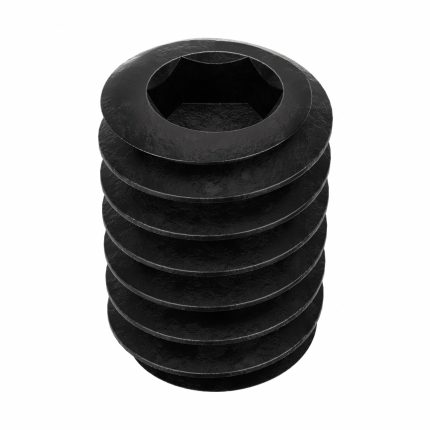 Socket Set Screw: 1/4"-20 Thread Size, 3/8 in Overall Lg, Cup pt, Alloy Steel, Black Oxide, 100 PK