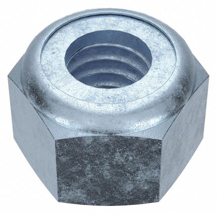 Lock Nut: Nylon Insert, 5/16"-18 Thread Size, Steel, Grade 5, Zinc Plated, 1/2 in Hex Wd, 100 PK