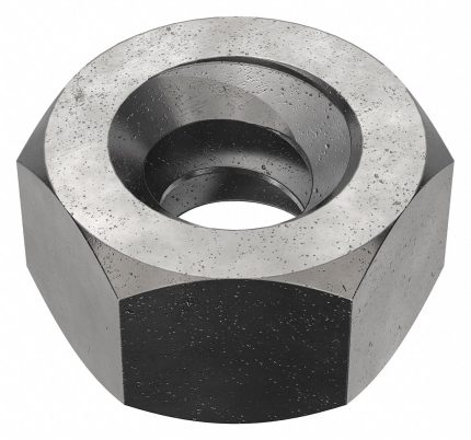 Hex Nut: 1 1/4"-3 1/2 Thread, 2 in Hex Wd, 1 1/4 in Hex Ht, Steel, Grade 2, Black Oxide, 5 PK