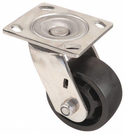 APPROVED VENDOR Plate Caster: Corrosion-Resistant, Swivel, Nylon, 4 in Wheel Dia, 2 in Wheel Wd