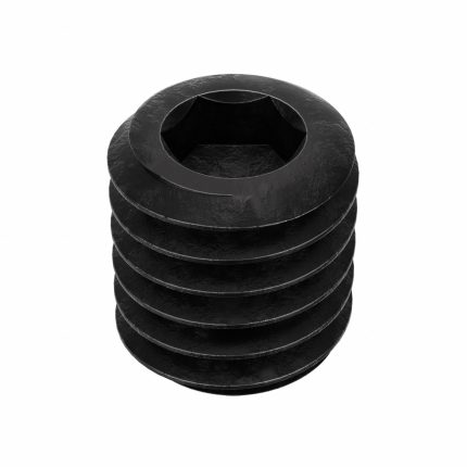 Socket Set Screw: 3/8"-16 Thread Size, 7/16 in Overall Lg, Cup pt, Alloy Steel, Black Oxide, 100 PK