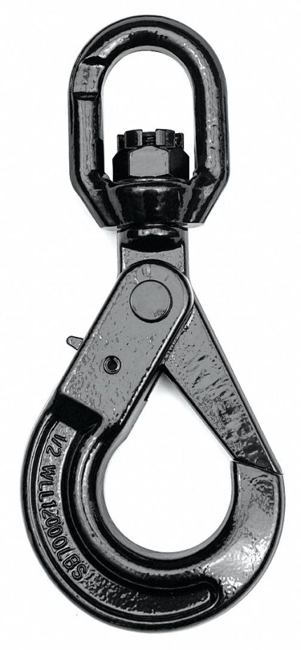 DAYTON Slip Hook: 12,000 lb Working Load Limit, 80 Hook Grade, Steel, 1/2 in Material Thick, Swivel