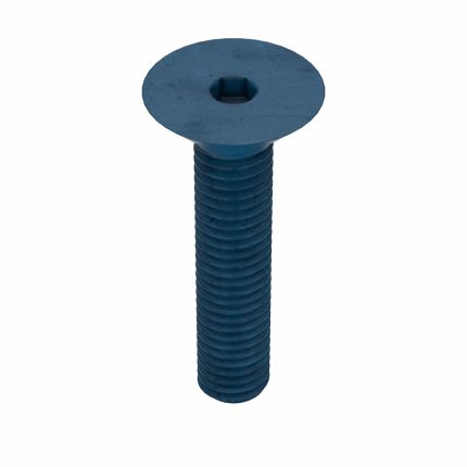 Socket Flat Head Screw: M5-0.8 Thread Size, 25 mm Lg, Flat, Blue Phosphate, Steel, 3 mm Drive, 25 PK
