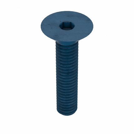 Socket Flat Head Screw: M6-1 Thread Size, 30 mm Lg, Flat, Blue Phosphate, Steel, 4 mm Drive, 25 PK