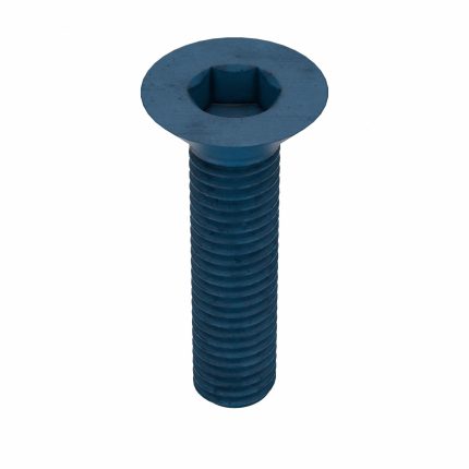 Socket Flat Head Screw: M8-1.25 Thread Size, 35 mm Lg, Flat, Blue Phosphate, Steel, 10 PK