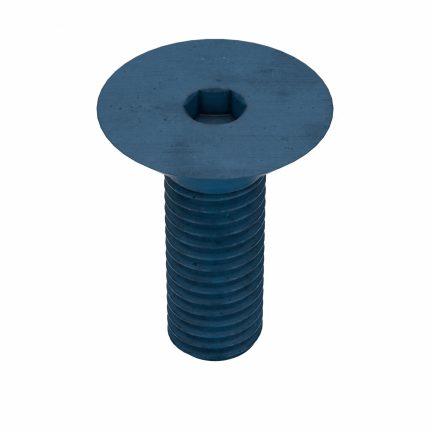 Socket Flat Head Screw: M10-1.5 Thread Size, 30 mm Lg, Flat, Blue Phosphate, Steel, 10 PK