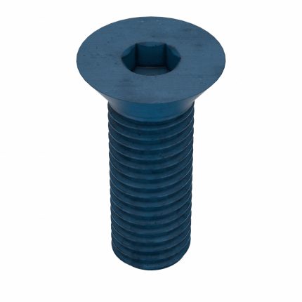 Socket Flat Head Screw: M12-1.75 Thread Size, 30 mm Lg, Flat, Blue Phosphate, Steel, 10 PK