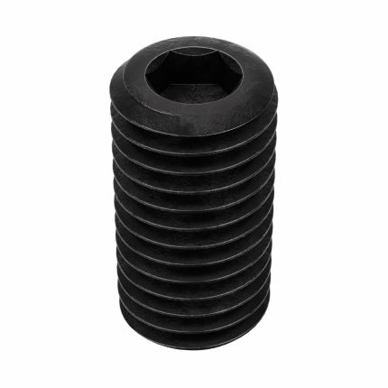 Socket Set Screw: 1/4"-28 Thread Size, 1/2 in Overall Lg, Cup pt, Alloy Steel, Black Oxide, 100 PK