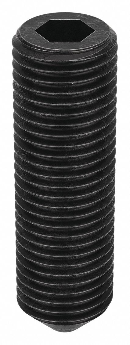 Socket Set Screw: 3/8"-24 Thread Size, 1 1/4 in Overall Lg, Cup pt, Alloy Steel, Black Oxide, 100 PK