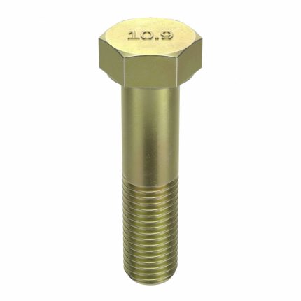 Hex Head Cap Screw: Steel, Class 10.9, Zinc Yellow, M24-3.00, Coarse, 80 mm lg, Globally Sourced