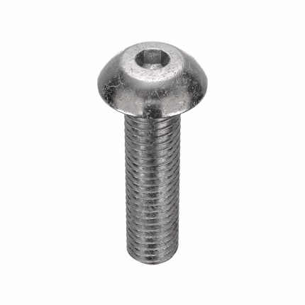 Socket Head Cap Screw: M5-0.8 Thread Size, 20 mm Lg, Button, Plain, Stainless Steel, 18-8, 50 PK