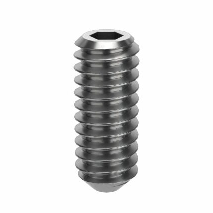 Socket Set Screw: M2x0.4 Thread Size, 5 mm Overall Lg, Cup pt, Stainless Steel, Plain, Socket, 25 PK