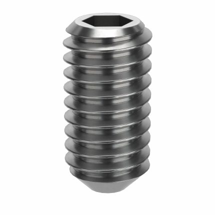 Socket Set Screw: M4x0.7 Thread Size, 8 mm Overall Lg, Cup pt, Stainless Steel, Plain, 100 PK