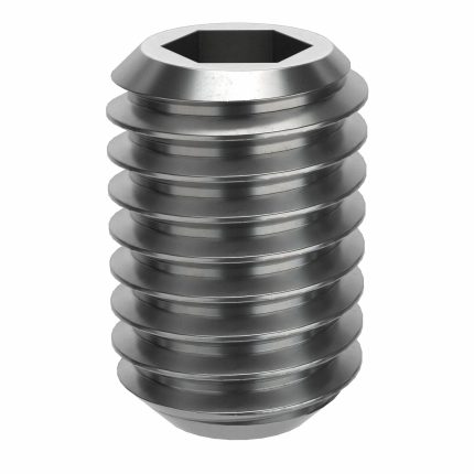 Socket Set Screw: M8x1.25 Thread Size, 12 mm Overall Lg, Cup pt, Stainless Steel, Plain, 100 PK
