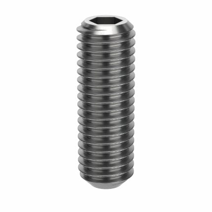 Socket Set Screw: M10x1.5 Thread Size, 30 mm Overall Lg, Cup pt, Stainless Steel, Plain, 10 PK