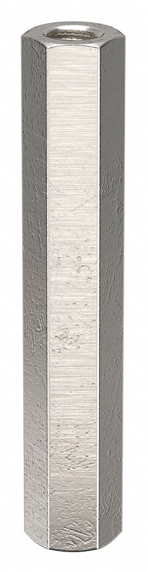 Standoff: #8-32 Thrd Sz, 1 1/2 in Lg, Hex, Aluminum, Plain, 1/4 in Hex Wd