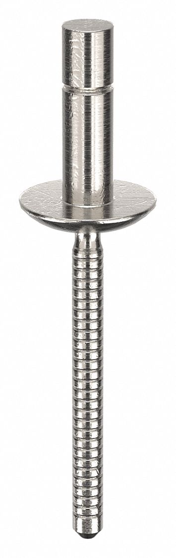 Blind Rivet,1.706 in L,0.25 in dia,PK25: Inch, 1 45/64 in Overall Lg, 13/32 in Body Lg, Dome, 25 PK