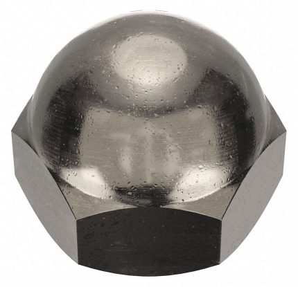 Cap Nut: 1/4"-20 Thread, Nickel Plated, Not Graded, Brass, 0.375 in Ht, 7/16 in Hex Wd, 25 PK