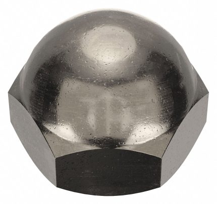 Cap Nut: 3/8"-24 Thread, Nickel Plated, Not Graded, Brass, 0.5 in Ht, 5/8 in Hex Wd, 10 PK