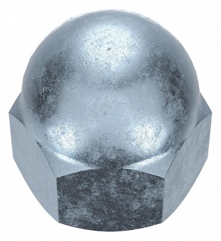 Cap Nut: 5/16"-18 Thread, Zinc Plated, Not Graded, Steel, 0.531 in Ht, 1/2 in Hex Wd, 25 PK